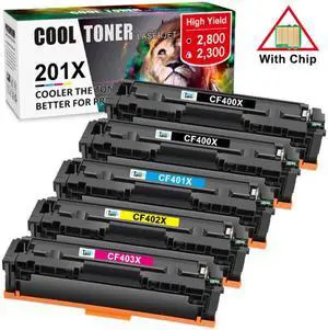 5x (1B+1C+1M+1Y) Toner CF400X Compatible With HP 201X LaserJet Pro M252dw MFP M277dw M277n