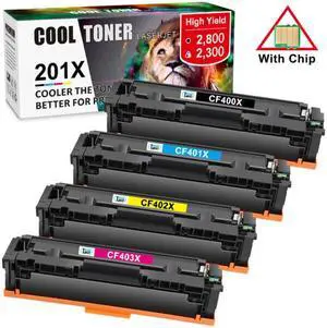 4x (1B+1C+1M+1Y) Toner CF400X Compatible With HP 201X LaserJet Pro M252dw MFP M277dw M277n