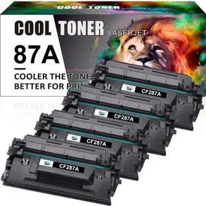 4 Pack Toner Compatible for HP 87A CF287A LaserJet M501dn M506dn MFP M527dn M527c M527z