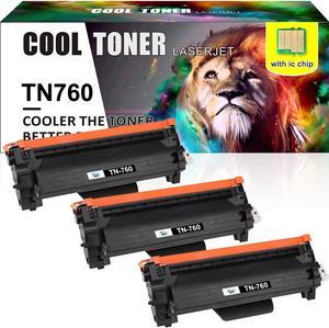 3 Pack TN760 Toner Cartridge Compatible With Brother HL-L2350DW MFC-L2710DW