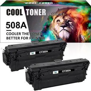 2PK Black Toner Compatible with HP 508A CF360A Color LaserJet M552dn M553dn M553n MFP M577