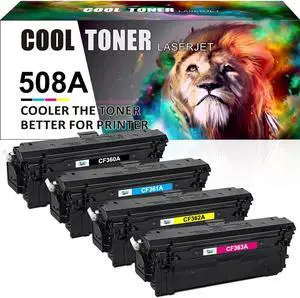 4PK (1 Full Set) Toner Compatible with HP 508A CF360A Color LaserJet M552dn M553dn M553n MFP M577