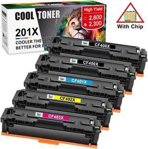 5x Toner (2B+1C+1Y+1M) Compatible with HP 201X CF400X Color LaserJet Pro MFP M277dw M252dw