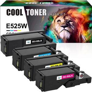 4PK (KCMY) Toner 593-BBJX Cartridge Compatible With Dell Color Laser E525W 525W Printer