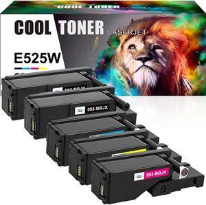 5PK (2K+1C+1M+1Y) Toner 593-BBJX Cartridge Compatible With Dell Color Laser E525W 525W Printer