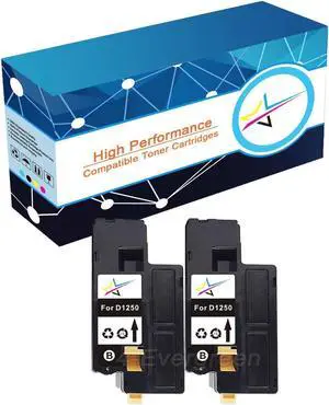 2x High Black Toner Cartridge For Dell 1250 1350 1355 1760 1765 cn cnw nw nf nfw