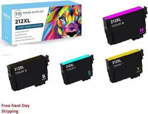 4 PACK 212XL T212XL Ink Cartridges For Epson 212 WF-2830 WF-2850 XP-4105 XP-4100
