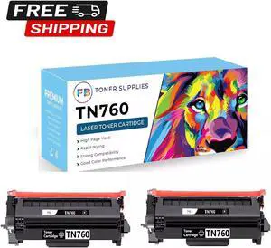 2 Pk TN760 Toner Cartridge for Brother MFC-L2710DW MFC-2750DW DCP-L2550DW