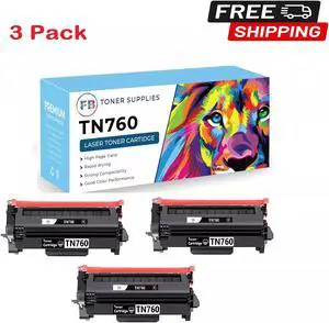 3 Pk TN760 Toner Cartridge Drum for Brother MFC-L2710DW MFC-2750DW DCP-L2550DW
