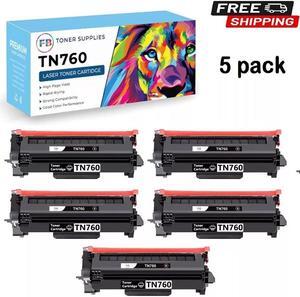 5 Pk TN760 Toner Cartridge for Brother MFC-L2710DW MFC-2750DW DCP-L2550DW