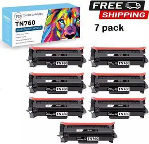 7 PK TN760 Toner Cartridge for Brother MFC-L2710DW MFC-2750DW DCP-L2550DW