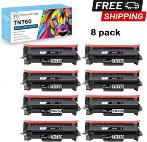 8 Pk TN760 Toner Cartridge for Brother MFC-L2710DW MFC-2750DW DCP-L2550DW