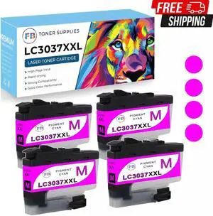 4 Pk Magenta Ink Cartridge for Brother LC3037 LC-3037XXL for MFC-J5845DW MFC-J59