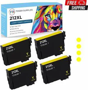 4x Yellow 212XL T212 Ink Cartridges for Epson Workforce WF-2830 WF-2850 XP-4100