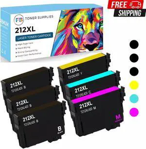 212XL T212 Ink Cartridges 1 Set(3B+1C+1M+1Y) for Epson Workforce WF-2830 WF-2850