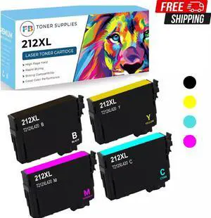 212XL T212 Ink Cartridges 1 Set(1B+1C+1M+1Y) for Epson Workforce WF-2830 WF-2850