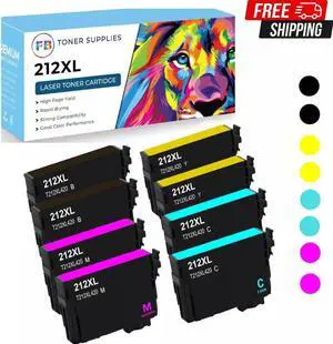 212XL T212 Ink Cartridges 1 Set(2B+2C+2M+2Y) for Epson Workforce WF-2830 WF-2850
