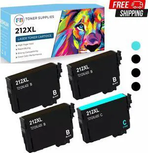 212XL T212 Ink Cartridges 1 Set(3B+1C) for Epson Workforce WF-2830 WF-2850 XP-41