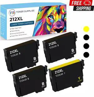 212XL T212 Ink Cartridges 1 Set(3B+1Y) for Epson Workforce WF-2830 WF-2850 XP-41