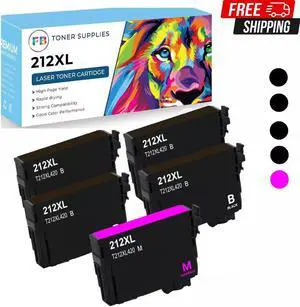 212XL T212 Ink Cartridges 1 Set(4B+1M) for Epson Workforce WF-2830 WF-2850 XP-41
