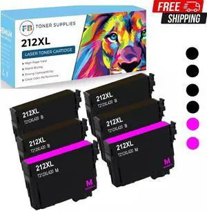 212XL T212 Ink Cartridges 1 Set(4B+2M) for Epson Workforce WF-2830 WF-2850 XP-41