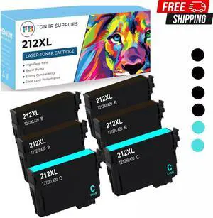 212XL T212 Ink Cartridges 1 Set(4B+2C) for Epson Workforce WF-2830 WF-2850 XP-41