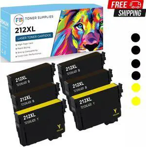 212XL T212 Ink Cartridges 1 Set(4B+2Y) for Epson Workforce WF-2830 WF-2850 XP-41