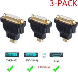 HDMI to DVI Adapter, ESTONE HDMI to DVI 24+5/DVI(24+1) Bidirectional Converter Male to Female with Gold-Plated Cord 3 Pack