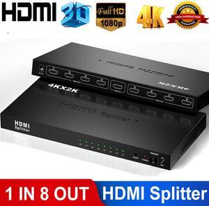 HDMI Splitter 1 In 8 Out Powered by AC Adapter, Supports 4Kx2K@30Hz 3D Full HD1080P, Compatible with Xbox PS3 PS4 Fire Stick Roku Blu-Ray Player HDTV - 1 Input To 8 Outputs