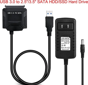 ESTONE SATA to USB 3.0 Adapter for Universal 2.5"/3.5" Inch SATA External HDD/SSD with 12V 2A Power Adapter ESTONE SATA to USB 3.0 Adapter for Universal 2.5"/3.5" Inch SATA External HDD/SSD with 12V 2A Power Adapter