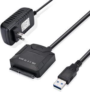 ESTONE USB 3.0 to SATA Adapter, SATA to USB 3.0 Cable, Compatible 2.5 inch 3.5 inch HDD SSD Hard Disk SATA III HDD Hard Disk Driver,with Power Adapter Included, Support UASP , Black