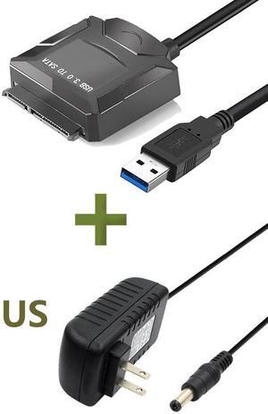 ESTONE USB3.0 Adapter Cable Converter 22 pin USB 3.0 to SATA Cable with Power Adapter For 2.5 inch 3.5 inch HDD SSD Hard Disk, Support UASP