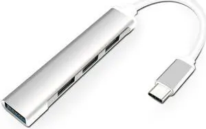 USB-C 4-Port Hub,USB C Adapter, ESTONE Slim Aluminum,Type C 3.1 Hub with 4 Port USB 3.0 for USB-C Devices Including New MacBook, Google Chromebook Pixel and More-Silver