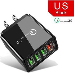 USB Wall Charger, 48W USB Wall Plug 4-Port Charging Box 3.1A Power Adapter Multi Port Quick Charger Block Cube Compatible for iPhone XR/XS/XS MAX/X/8/7/6S Plus, iPad, Samsung, LG, HTC, Moto-Black