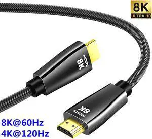 8K HDMI Cable, CABLEDECONN 8K HDMI 2.1 Cable 100% Real 8K, High Speed 48Gbps 8K@60Hz 7680P Dolby Vision, HDCP 2.2, 4:4:4 HDR, eARC Compatible with Apple TV, Samsung QLED TV (3.3ft)