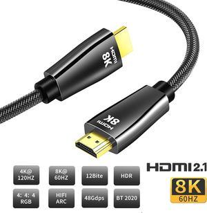 8K HDMI Cable 48Gbps 2.1 3.3ft HDMI Cable 8K@60Hz,4K@120Hz Compatible, Ultra-high Speed 48Gbps, Dynamic HDR, Dolby Vision, eARC for Smart TV, Apple TV, PS4, Nintendo Switch, Xbox, Projector