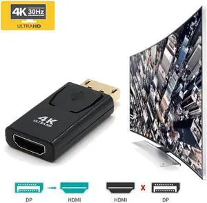 DisplayPort to HDMI Adapter 4K 60Hz (Up to 4096x2160p UHD @ 60HZ / 1920x1080p Full HD @ 120HZ) with Gold Plated Connectors Male DP to HDMI Female Adapter, 5-Pack DisplayPort to HDMI Adapter 4K 60Hz (Up to 4096x2160p UHD @ 60HZ / 1920x1080p Full HD @ 120HZ) with Gold Plated Connectors Male DP to HDMI Female Adapter, 5-Pack