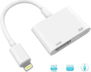 Lighting to HDMI Adapter, 1080P Lighting to Digital Audio AV Adaptor, Sync Screen HDMI Connector Compatible with iPhone 11/XS/XR/X/8/7 on TV/Projector