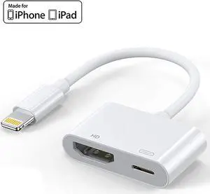 Compatible with iPhone iPad to HDMI Adapter, Lighting Digital AV Adapter 1080p HD TV Connector Cable Compatible with Phone, Pad and Pod to TV Projector Monitor