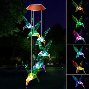 Hummingbirds Wind Chime, Solar Lights Chimes, Solar Wind Chime Outdoor Garden Decor, Yard Decorations Solar Light Mobile, (Gifts for Mom/Grandma, Birthday Bifts for Mom)