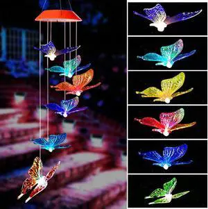 Wind Chime,solar lights chimes,butterfly wind chimes led/solar hummingbird wind chime Outdoor decor,yard decorations solar light mobile,memorial wind chimes,(gifts for mom,birthday gifts for mom