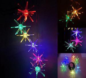 Color Changing Six Sea Urchins Wind Chime Outdoor, Solar Powered Crystal Ball Wind Chimes LED Wind Mobile Solar Lights Wind Bell for Garden Patio Home Decoration (Sea Urchins)