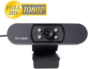 H800 FHD Webcam, 1080p Live Streaming Camera with Stereo Microphone, Desktop or Laptop USB Webcam for Widescreen Video Calling and Recording