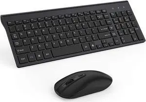 Wireless Keyboard Mouse, E168 2.4GHz Ultra Thin Compact Portable Small Wireless Keyboard and Mouse Combo Set for PC, Desktop, Computer, Notebook, Laptop, Windows XP/Vista / 7/8 / 10 (Black)