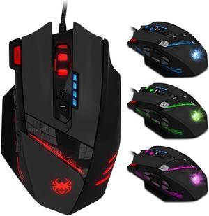 Zelotes C12 Wired Gaming Mouse MMO RGB LED Backlit Mice 4000 DPI Perdition with 12 Programmable Buttons for Windows PC Gaming (Black)