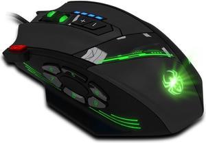 Zelotes C12 Wired Gaming Mouse, 4000 DPI Wired RGB Gamer Mouse with 12 Programmable Buttons, Pro Optical Sensor, 6 Side Buttons MMO Mouse