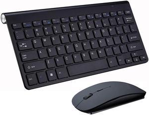 ESTONE Wireless Keyboard and Mouse Combo, K1088 2.4GHz Compact Wireless Mouse Keyboard for Laptop/PC- Round Keycaps (Black)