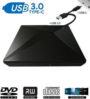 ESTONE Polaris External DVD Drive , USB 3.0 External DVD CD ROM Drive, USB-C External DVD Player, Portable DVD +/- RW Optical Drive for Windows 7/8/10/Linux