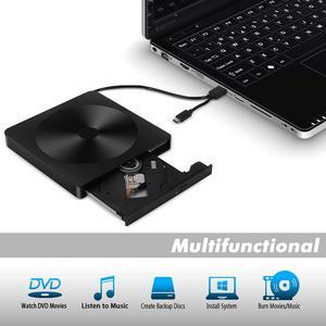 ESTONE YX-008 External CD Drive USB 3.0 Portable CD DVD +/-RW Drive DVD/CD ROM Rewriter Burner Writer  Compatible with Laptop Desktop PC Windows Mac Pro MacBook