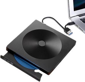 ESTONE External CD DVD Drive USB 3.0 Type-C Slim Portable DVD/CD ROM +/-RW Optical Drive Burner Writer  for MacBook Pro/ Air, iMac, Windows/ Linux/ Mac Laptop Desktop,YX-008 Black